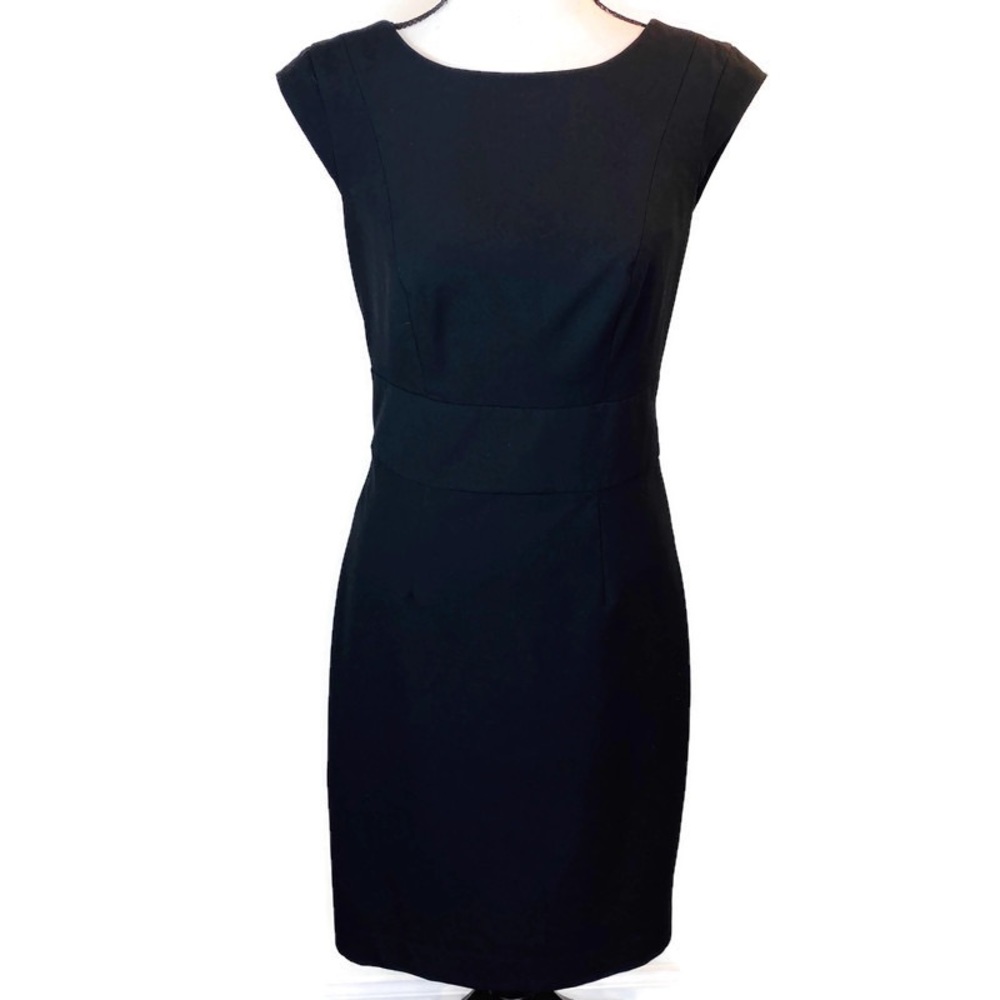 Classic Black Cap Sleeve Sheath Dress